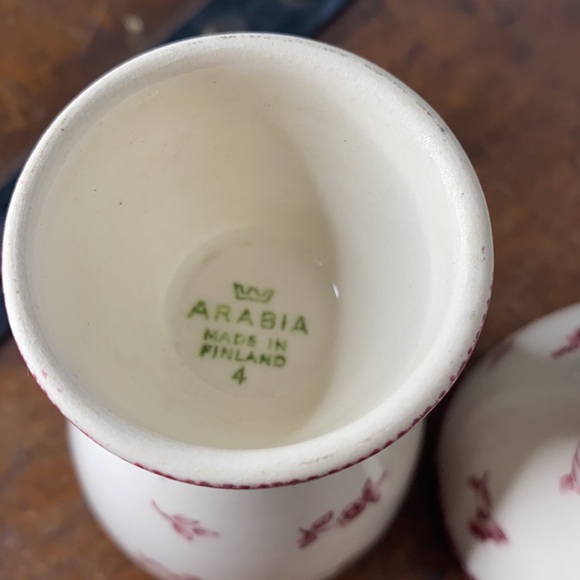 . Vintage Arabia Ceramic Egg Cups - Red Floral Pattern Server Egg Cups - Picture 5 of 7